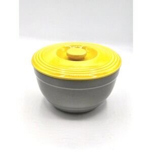 Vintage GE Refrigerator 6" Bowl by Hall China - Gray and Yellow‎ with Lid